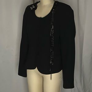 Tracy Reese beaded chain wool blazer jacket